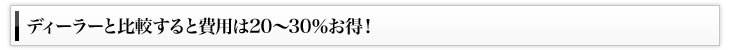 ディーラーと比較すると費用は20～30％お得！